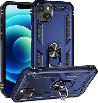 Anti-Shock Hybrid Ring Armor Hoesje Geschikt voor: iPhone 14 - blauw