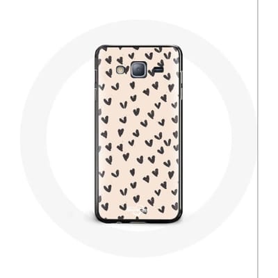 Coque pour Samsung Galaxy j3 2016 Fond de texture abstraite coeurs noirs