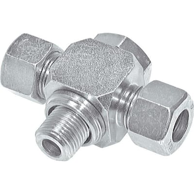 30S & M42x2 Verzinkt Stalen T-Draaidoorvoer Snijringkoppeling Buitendraad 250bar ISO 8434-1 - F2C5Q