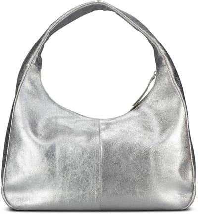 JOST Leren schoudertas Silver Shimmer Hobo Bag Silver zilverkleurig