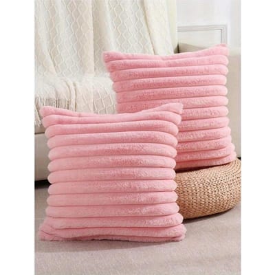 1 stuks Effen Pluizige Kussensloop Zonder Vulling, Moderne Flanellen Decoratieve Sierkussenhoes Voor Thuis 35*35 roze