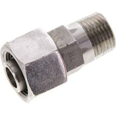 16S & 1/2'' NPT RVS Rechte Draaidoorvoer Buitendraad 400bar Verstelbaar ISO 8434-1