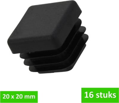 DELTAFIX insteekdop | 20 x 20 mm | zwart kunststof | 16 STUKS