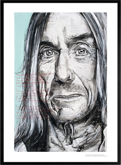 Iggy Pop print 51x71 cm *ingelijst & gesigneerd
