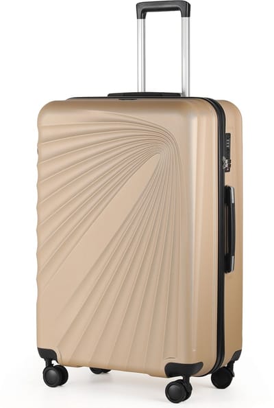 TAN.TOMI Grote Hardcase Reiskoffer ABS – 28 inch (49×29×76 cm, 95 L) – Lichtgewicht Ruimbagage Trolley met 3‑cijferig Cijferslot & 360° Wielen - Champagne