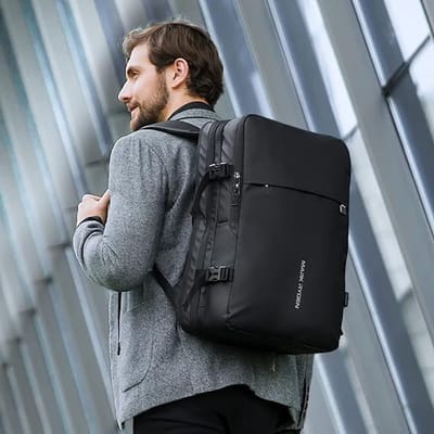 Uitbreidbare rugzak van 25 - 40 liter, waterdichte laptop-weekendrugzak voor laptops van 17,3 inch, diefstalbeveiliging, geschikt voor vliegtuig, handbagagerugzak voor weekendtrips
