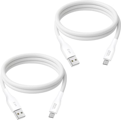 Micro usb kabel - Usb naar Micro usb - Oplaadkabel - Oplader - Voor Micro usb Accessoires met oude ingang - 2 stuks - 2 meter - Wit