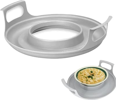 Microwave Tray with Moulded Handles, Microwave Tray Plate Holders, Heat Resistant Microwave Bowl Cozy, Microwave Holder Carrying Tray for Hot & Cold Bowls, Plates