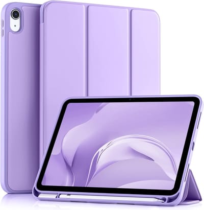 Casemania Hoes Geschikt voor Apple iPad 2025 (A16) & 2022 10e Gen - Paars - Smart Cover met Pencil Houder Uitsparing