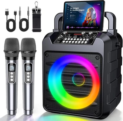 Draagbare Karaoke - Muziekbox Zang - Feestjes Thuis - Met 2 Microfoons - 37 x 18 x 27