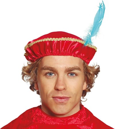 Fiestas Guirca - Pieten Baret Satijn Rood volwassen - Welkom Sinterklaas - Sinterklaas versiering - Sinterklaas intocht - Sinterklaas en Piet -sinterklaas Cadeautjes
