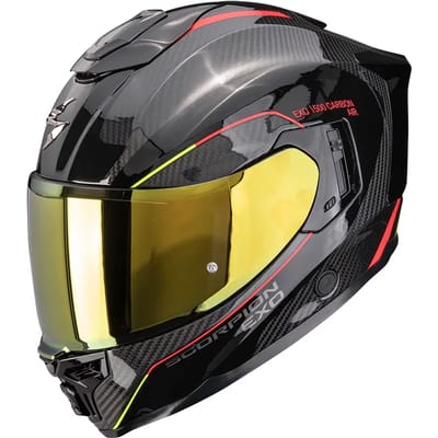 Scorpion EXO-1500 Carbon Mundi Black Red Yellow - Integraalhelm - Maat XL - Motorhelm - ECE 22-06 gekeurd