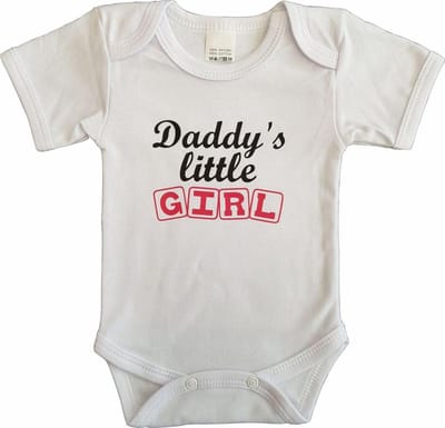 Witte romper met "Daddy's little girl" - maat 68 - vader, vaderdag, babyshower, zwanger, cadeautje, kraamcadeau, grappig, geschenk, baby, tekst, bodieke