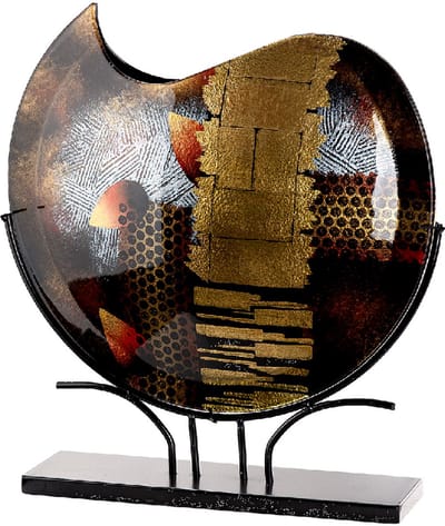 Decoratie vaas goldi - rond - glas en metalen standaard - 10x49x51 cm - raamdecoratie- sfeervolle vaas voor kamer of kantoor by rawa