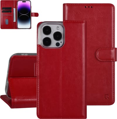 UNIQ Accessory Apple iPhone 14 Pro Max Pu Leer Book Case Telefoonhoesje - Bescherming, Kleur: Rood