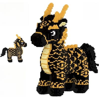 Nieuwe 3D Goddelijk Beest Voorspoedige Draak Paard Micro Diamant Bouwsteen Baksteen Speelgoed Voor Kinderen Verjaardagscadeaus Huisdecoratie 30CM black