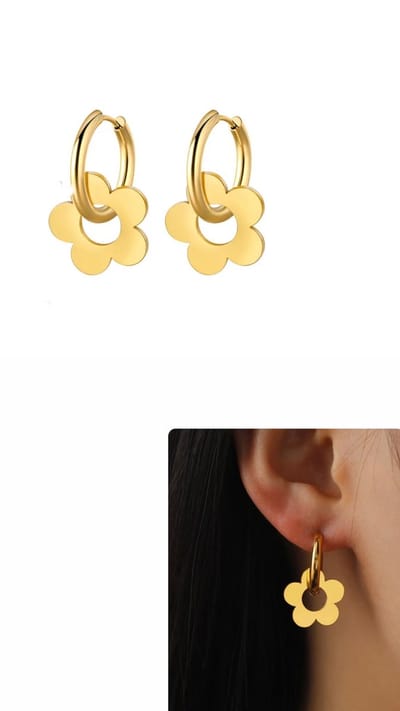 Akyol - Oorhangers – stainless steel oorbellen - Goudkleurig oorbellen - oorbellen met bloemen - oorbel - oorbellen - hang oorbellen – oorbellen – cadeau voor haar