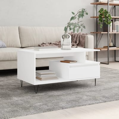 vidaXL - Salontafel - 90x49x45 - cm - bewerkt - hout - wit