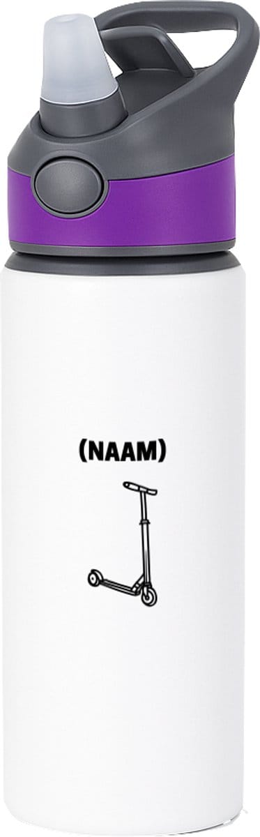 Hacebo® - Step met eigen naam waterfles met rietje paars - Sport - Skaters - Skaten - water fles - 650ML