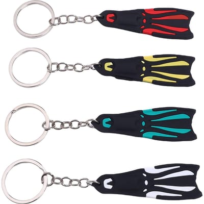 4pcs Porte-clés Pendentif Palmes de Plongée Silicone Pendentif Porte-clés Palmes de Plongée pour Portefeuilles Téléphones Sacs à Main black