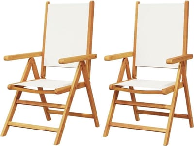 Inklapbare Tuinstoelen - Terrasstoel Balkonstoel - Ontspannen Buiten Zitten - Verstelbare Rugleuning - 2 stuks - Crèmewit