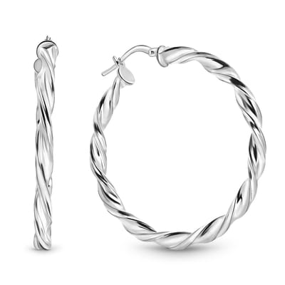 Juwelier Emo - Wokkel Oorbellen Zilver BASIC – Diameter 37 MM – 3 MM Dik
