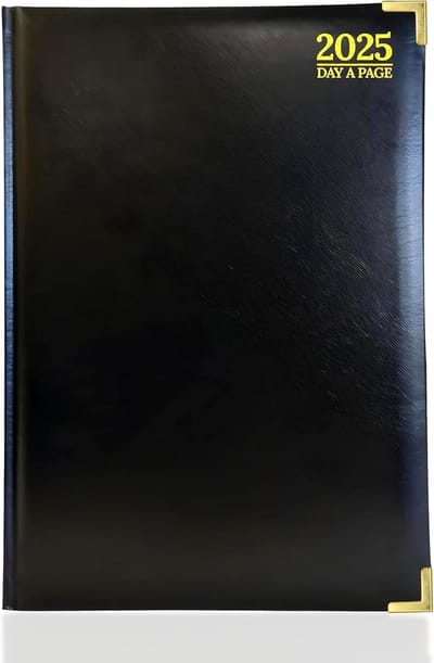 Luxe A4 Zwarte Dag Een Pagina Dagboek met Gewatteerde Voorkant en Hardcover Cover