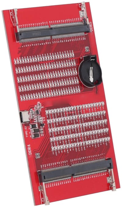Dailygoods- RAM-geheugenslottestkaart Diagnostisch Hulpmiddel - Compatibel met DDR4/DD5 - LED-foutdetectie - Dubbele Voedingsingang - Eenvoudige Probleemoplossing - Precisiediagnose met Numerieke Labels - Geheugentestkaart
