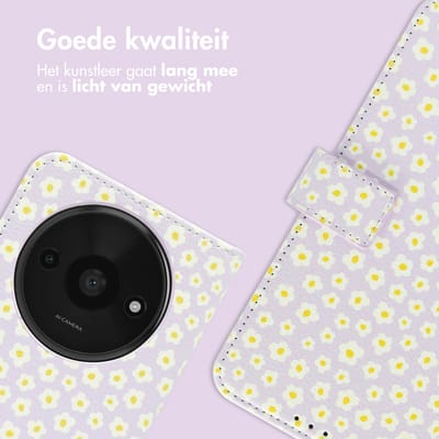 imoshion Hoesje - Geschikt voor Xiaomi Redmi A3 - Design Bookcase smartphone - White Daisy