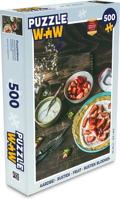 Puzzel Aardbei - Rustiek - Fruit - Rustiek Bloemen - Legpuzzel - Puzzel 500 stukjes