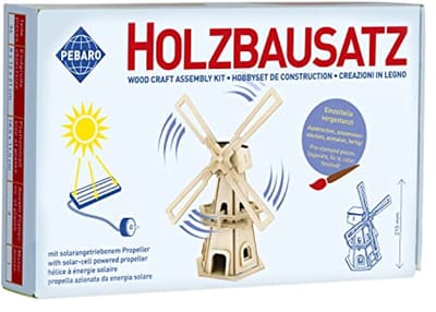 Houten bouwset op zonne-energie en windmolen 3D-puzzel voor modelbouw en knutselen