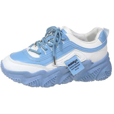 Papa Schoenen Kinderen Herfst Nieuwe Kleurblok Platform Veelzijdig Casual Studenten Sportschoenen Ins Tide 40 blauw