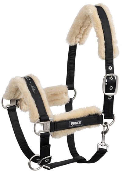 Eskadron Halster Eskadron Double Pin Buckle Fauxfur Zwart