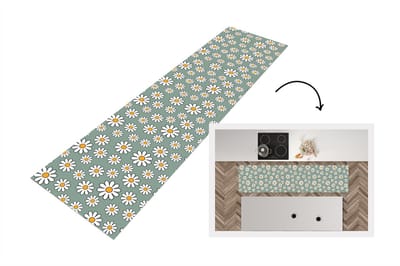 Keukenloper 200x50 cm - Keukenmat vinyl Patronen - Vintage - Bloemen - Madelief - Keukenmatten loper - Keuken vloerkleed tapijt