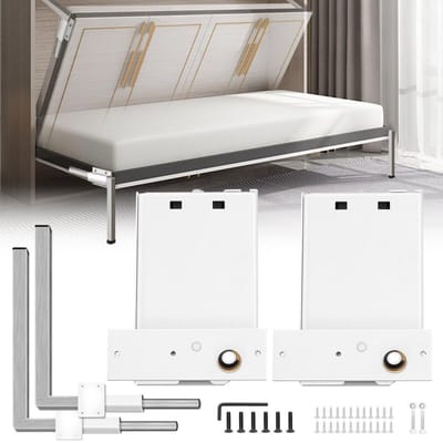 Murphy Montage Muurveren Mechanisme Heavy Duty Ondersteunings Hardware DIY Kit voor Queen Twin Maat Bed (Horizontaal), Wit