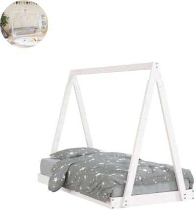 Vloerbed – Laag Bedframe – Minimalistisch Design – Stevig en Comfortabel – Geschikt voor Elke Slaapkamer - Wit
