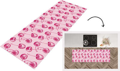 Keukenloper - Loper keuken - Vintage - Kersen - Patronen - Roze - 150x50 cm - Keukenloper vinyl