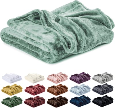 Lavea® Fleece Deken 130x150 cm – 1-persoons, Zacht – Warme Woondeken van Pluizige Microvezel voor Bank en Bed, Ademend en Wasbaar – Eucalyptusgroen