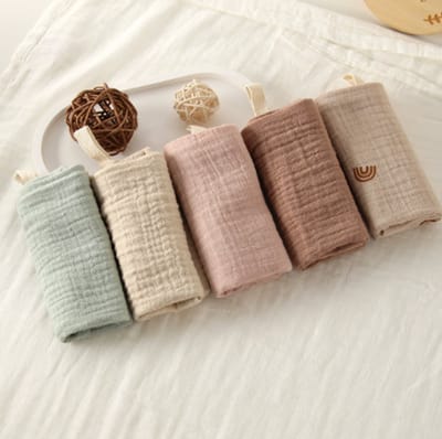 5 Stuks - Hydrofiele Baby Wasdoekjes - Monddoekjes - Spuugdoekjes - babywashandjes - Beige Groen Roze Mix - 23x23 cm - Baby Washandjes Katoen