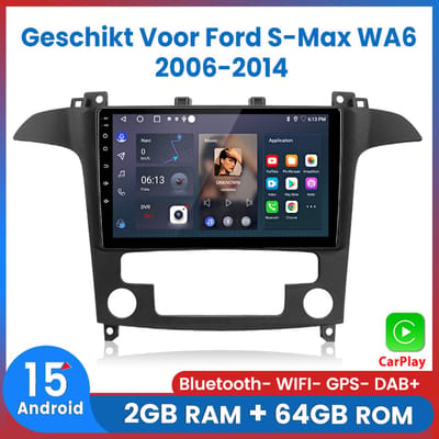 Awesafe 2GB+64GB Autoradio - Geschikt Voor Ford S-Max WA6 2006 t/m 2014 - Draadloos Carplay & Android Auto - Bluetooth & Wifi - GPS Navigatie - Touchscreen - Radio Scherm - 2007 2008 2009 2010 2011 2012 2013 2014