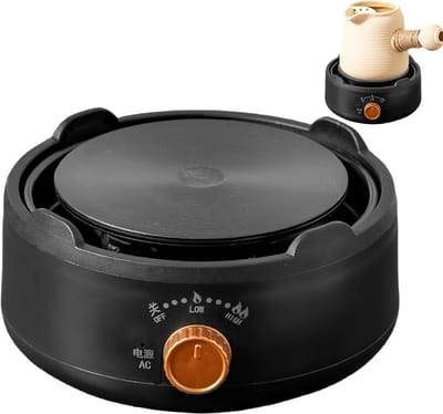 Kleine kookplaat - Theekoker warmhoudplaat - Eten warm houden - Variabele instelling - 18 x 9 cm - Zwart