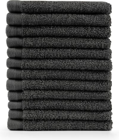 Blumtal Terry Handdoeken Set - 12 x Gezichts Handdoekje - 30 x 30 cm - Antraciet