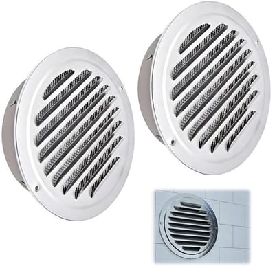 Dailygoods- Ventilatierooster Roestvrij Staal - 100mm Rond - Afzuigventiel - Insectennet - Weerbestendig - Corrosiebestendig Ontwerp - Luchtrooster