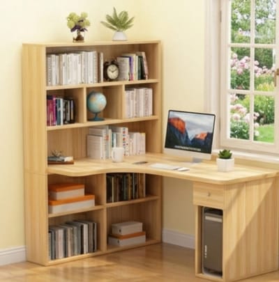 Hoekbureau L-vorm 120x60x160 cm Natuurlijk - 120x60x160 cm - cm Natuurlijk Hout Opzetstuk Lade - Medahomestore