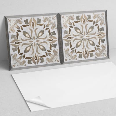 Coloray Wandpanelen Zelfklevend - Bloemenpatroon met symmetrie PVC Wandpaneel - 100 cm x 50 cm - Beige Wandbekleding Zelfklevend - 1 stuk - Texturen Wandpanelen Zelfklevend - Wandbord Keuken - Wandpaneel Badkamer