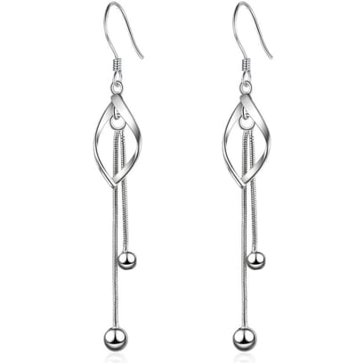 Tibri 473 - Dames oorbellen - Zilverkleurige dames oorhangers met balletjes - Dames oorbellen - Dames oorhangers