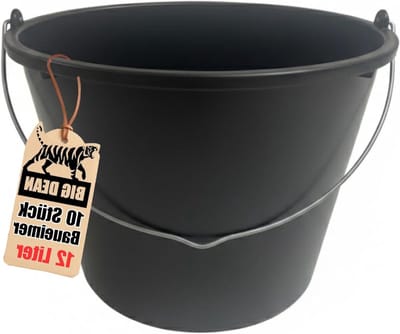 Bouwemmer 10 stuks - Werkemmer Grijper - Materiaal Transport - Met literschaal - 12 liter - Zwart