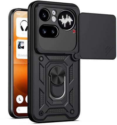 MobyDefend Hoesje - Geschikt voor Nothing Phone (4a) Pro - Pantsercase Met Draaibare Ring - Zwart