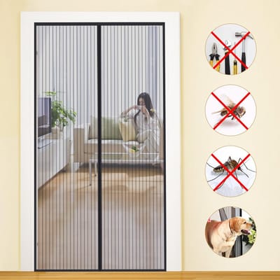 Magnetisch Vliegengordijn - 80x210cm Zwart - Zelfsluitend - Kind- & Huisdiervriendelijk - Sterke Magneten - Magnetisch Deurhor - Horgordijn - Hordeur - Houd insecten buiten