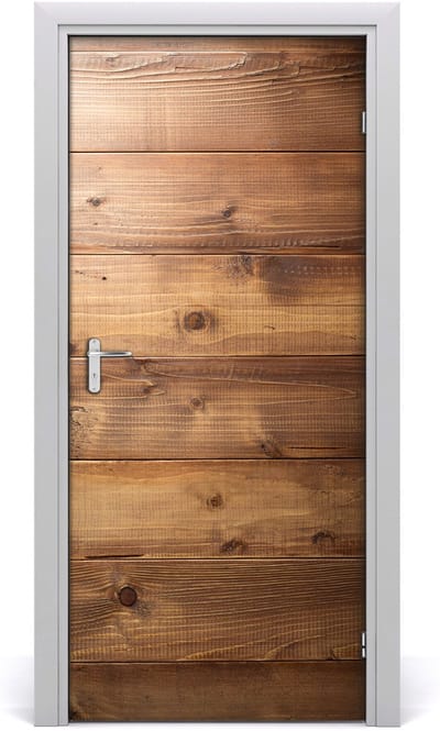 Tulup Deursticker - Houten Vloer Deurposter - 95 cm x 205 cm - Bruin Deursticker - Moderne Deur Sticker - Deursticker voor de Badkamer - Deur plakfolie